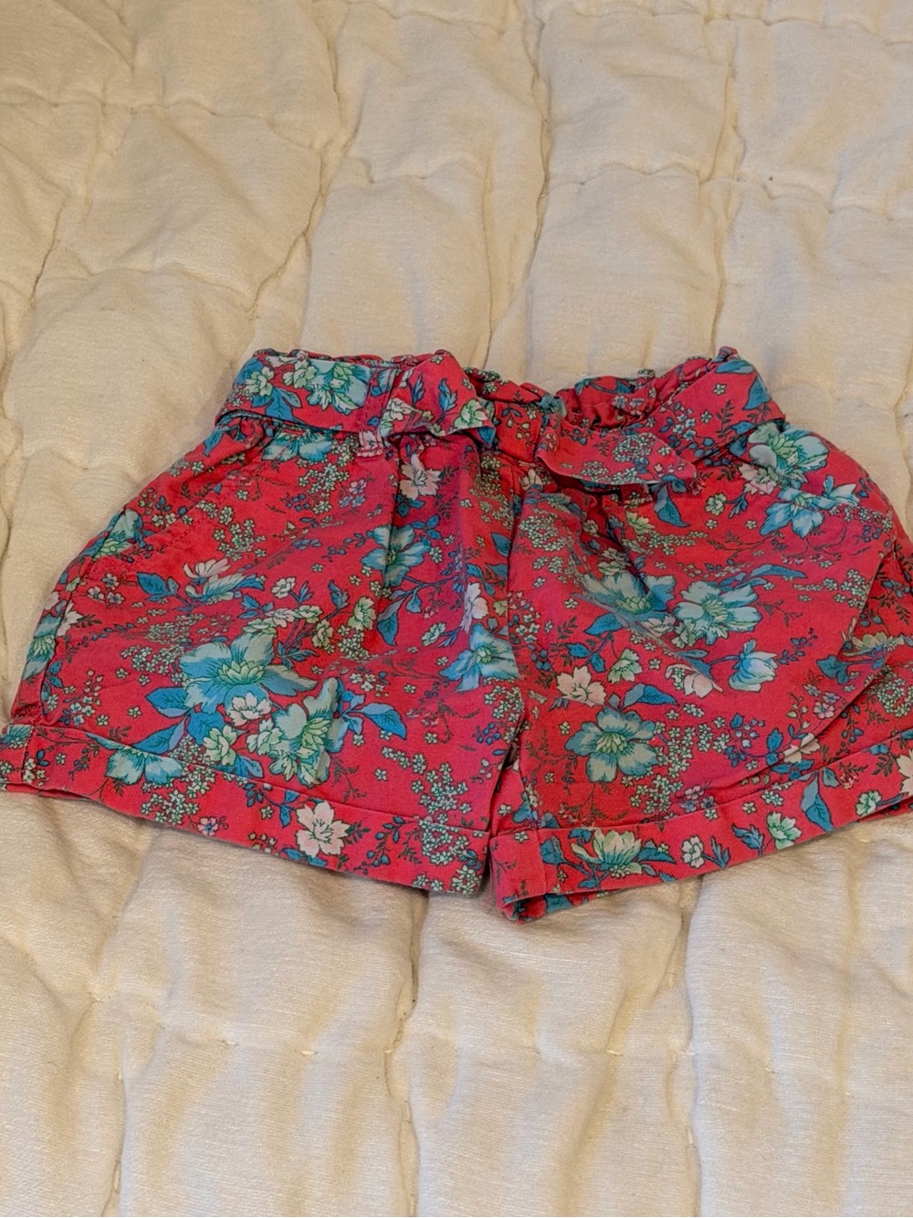 Janie and Jack Coral Floral Ruffled Waist Shorts